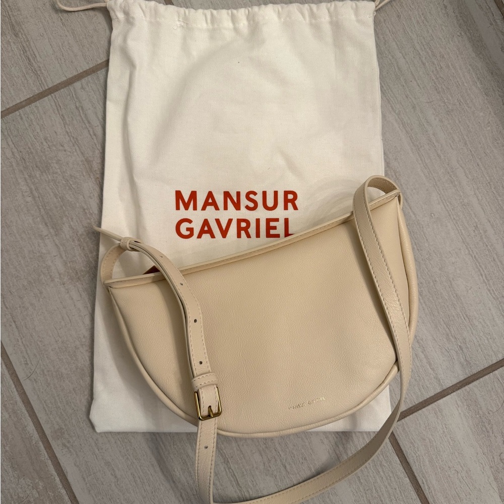 Mansur Gavriel Beige Leather Shoulder Bag